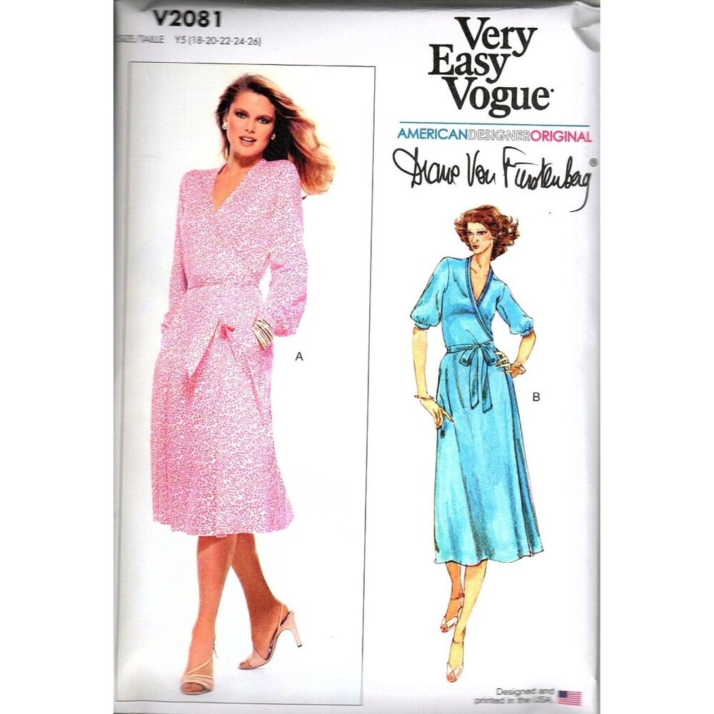 Vogue V2081 Misses 18 to 26 Diane Von Furstenberg Wrap Dress Sewing Pattern